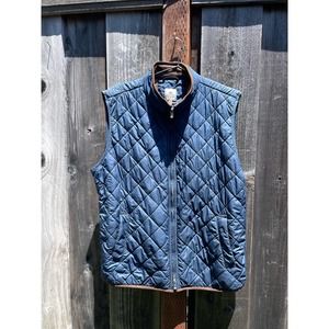 Peter Millar Quilted Fleece Collar Essex Vest Size L Blue Mens
